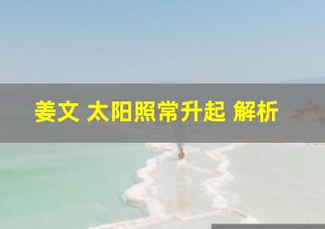 姜文 太阳照常升起 解析